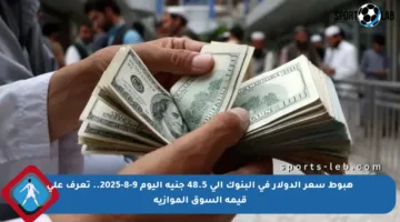 هبوط سعر الدولار في البنوك إلى 48.5 جنيه اليوم 9-8-2025.. تعرف على قيمة السوق الموازية